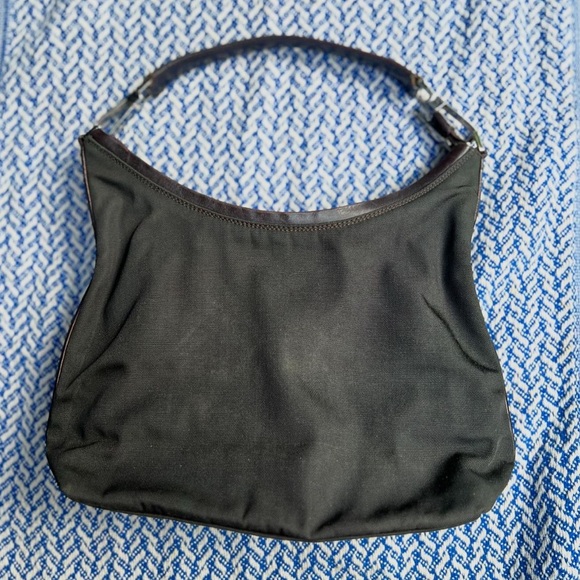 Gucci Vintage Nylon Hobo Shoulder Bag Dark Brown Y2K Small - Picture 3 of 9